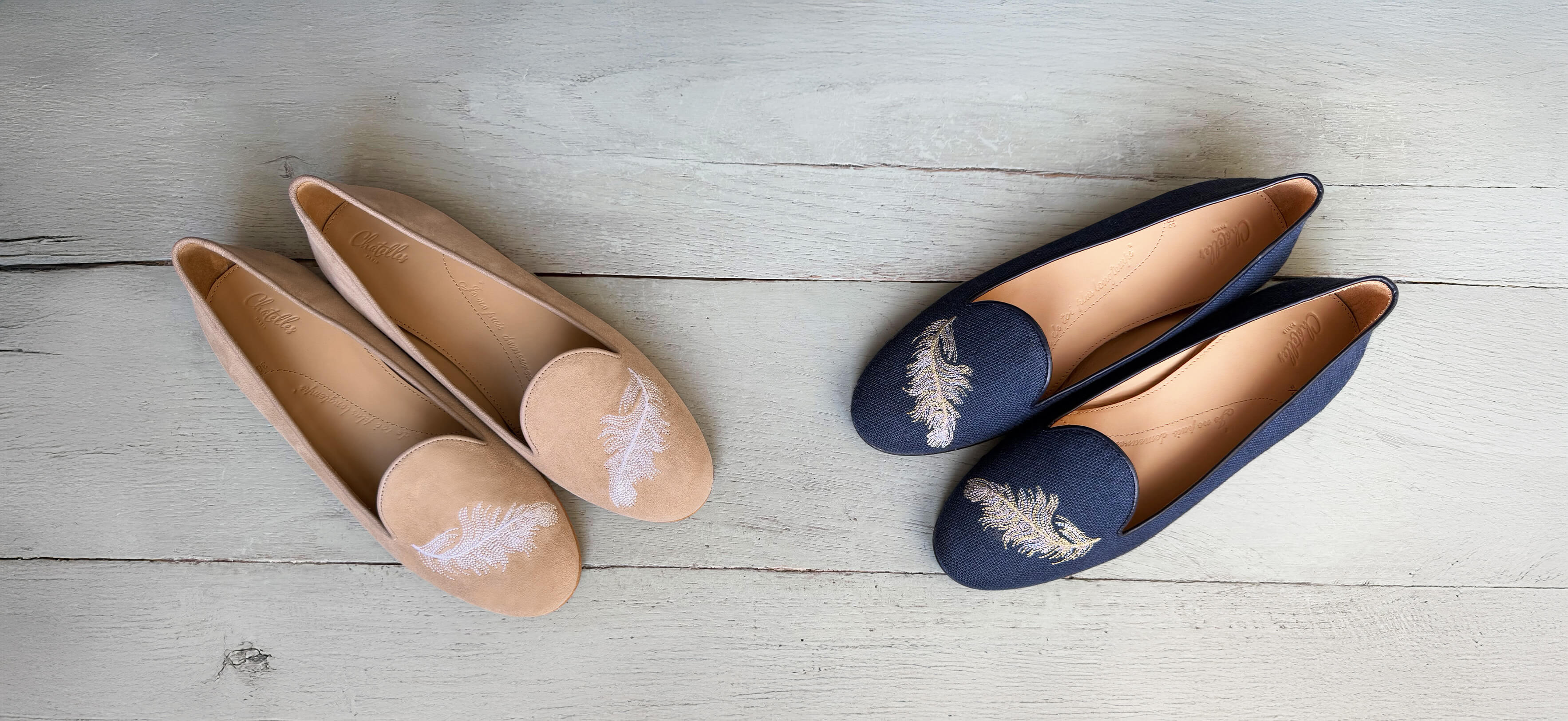 Slippers François Feather Canvas Navy