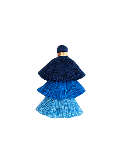 Triple Pompons Blue