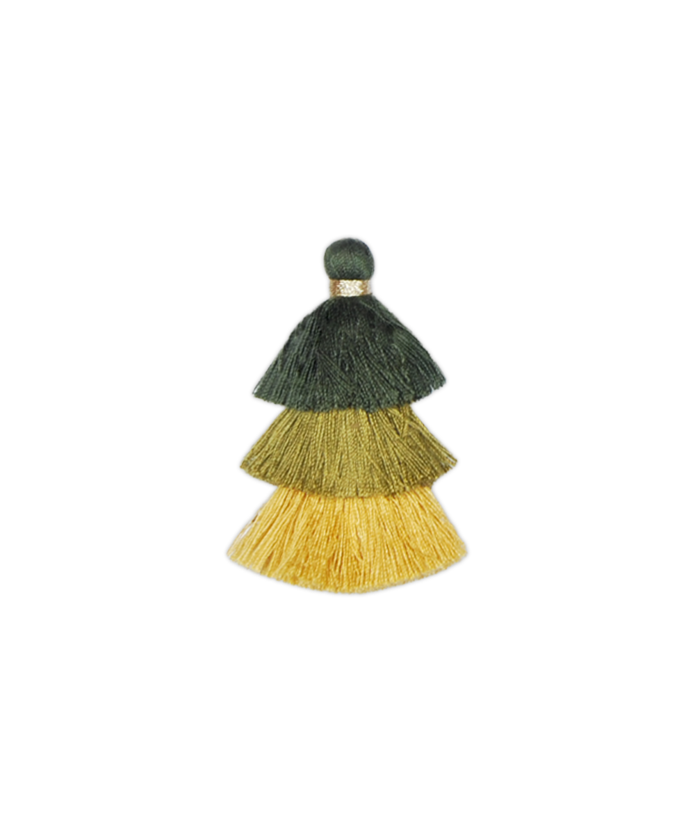 Triple Pompons Green and Yellow